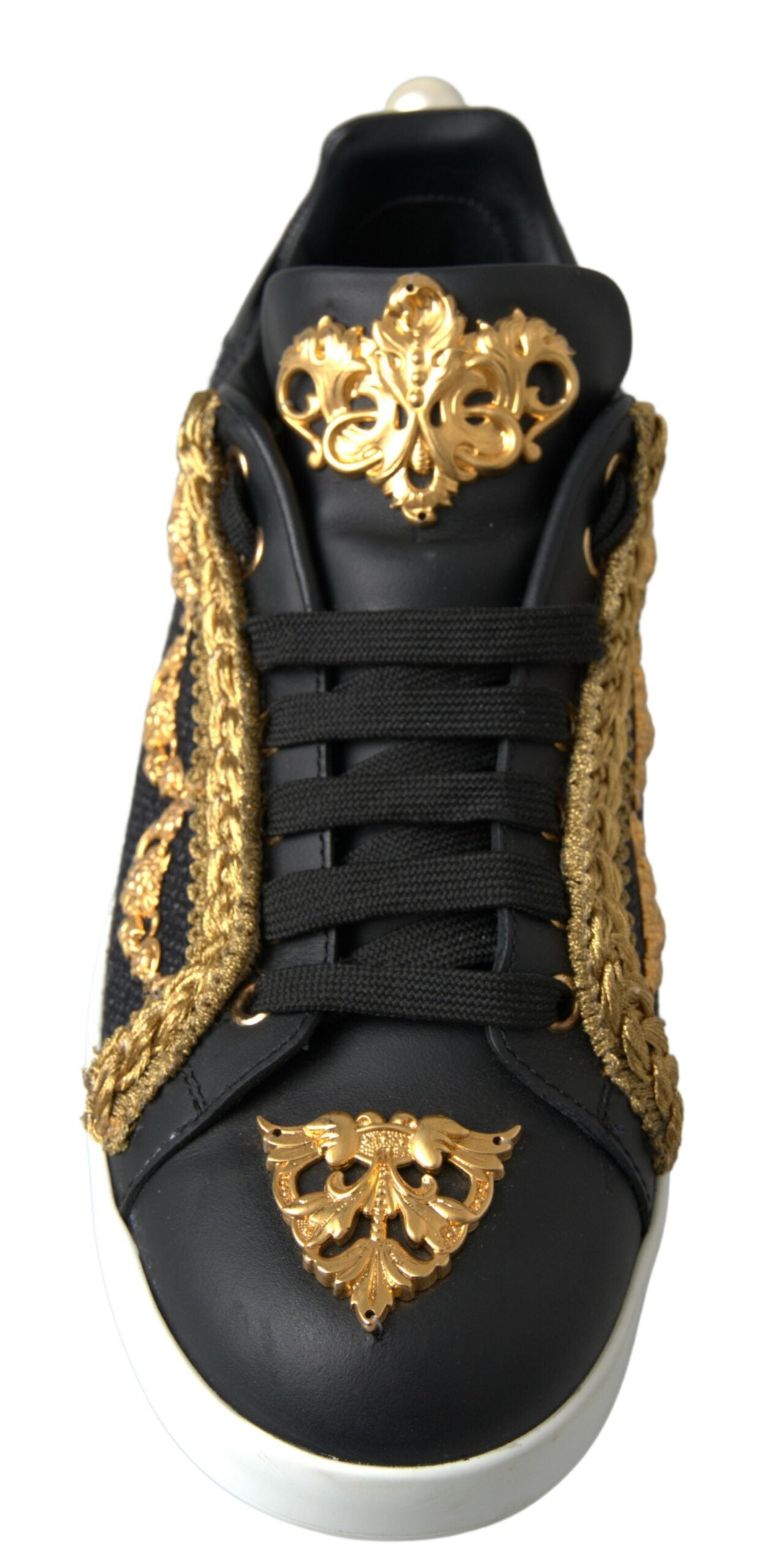 Dolce & Gabbana Elegant Portofino Sneakers in Black & Gold