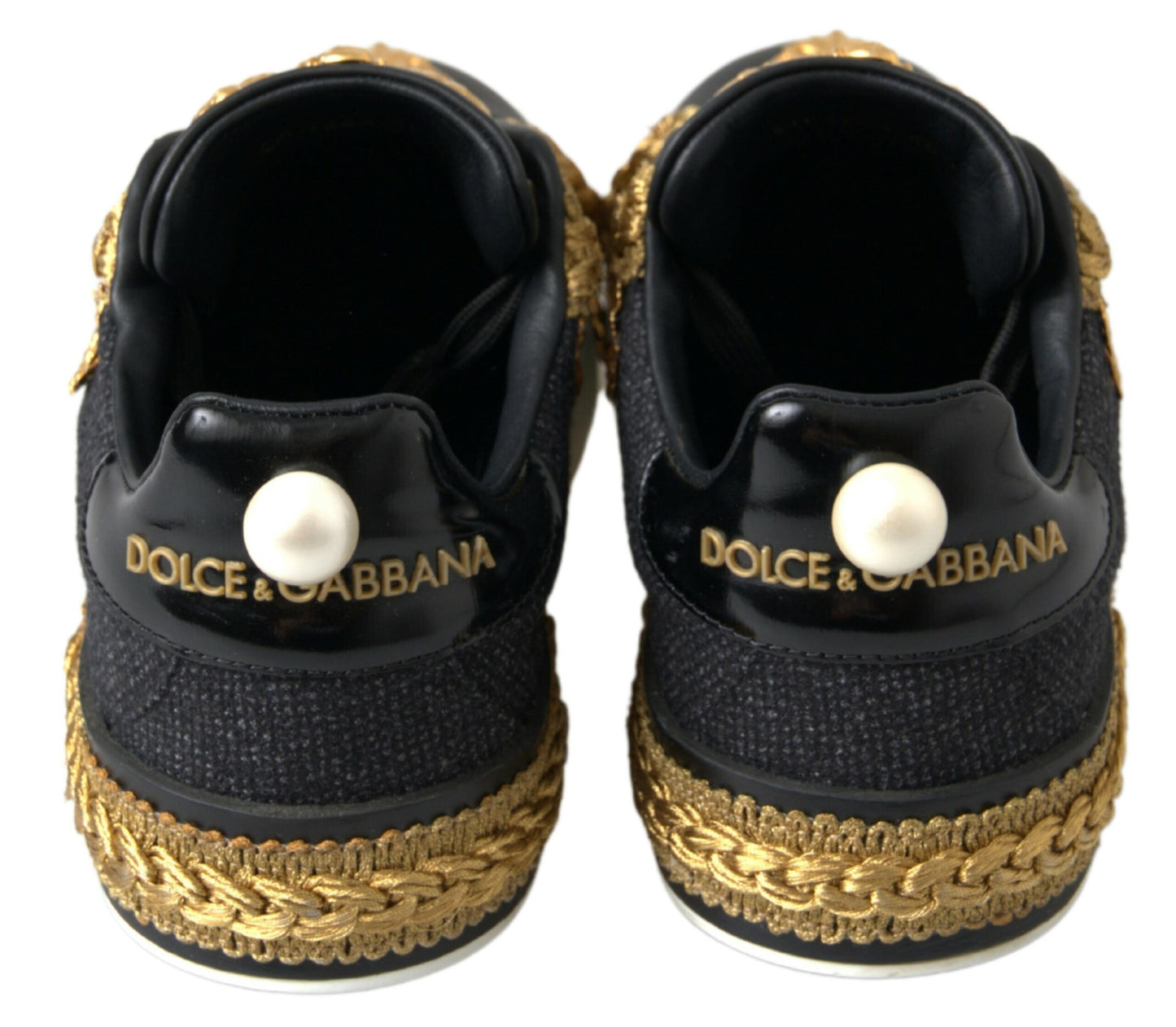Dolce & Gabbana Elegant Portofino Sneakers in Black & Gold