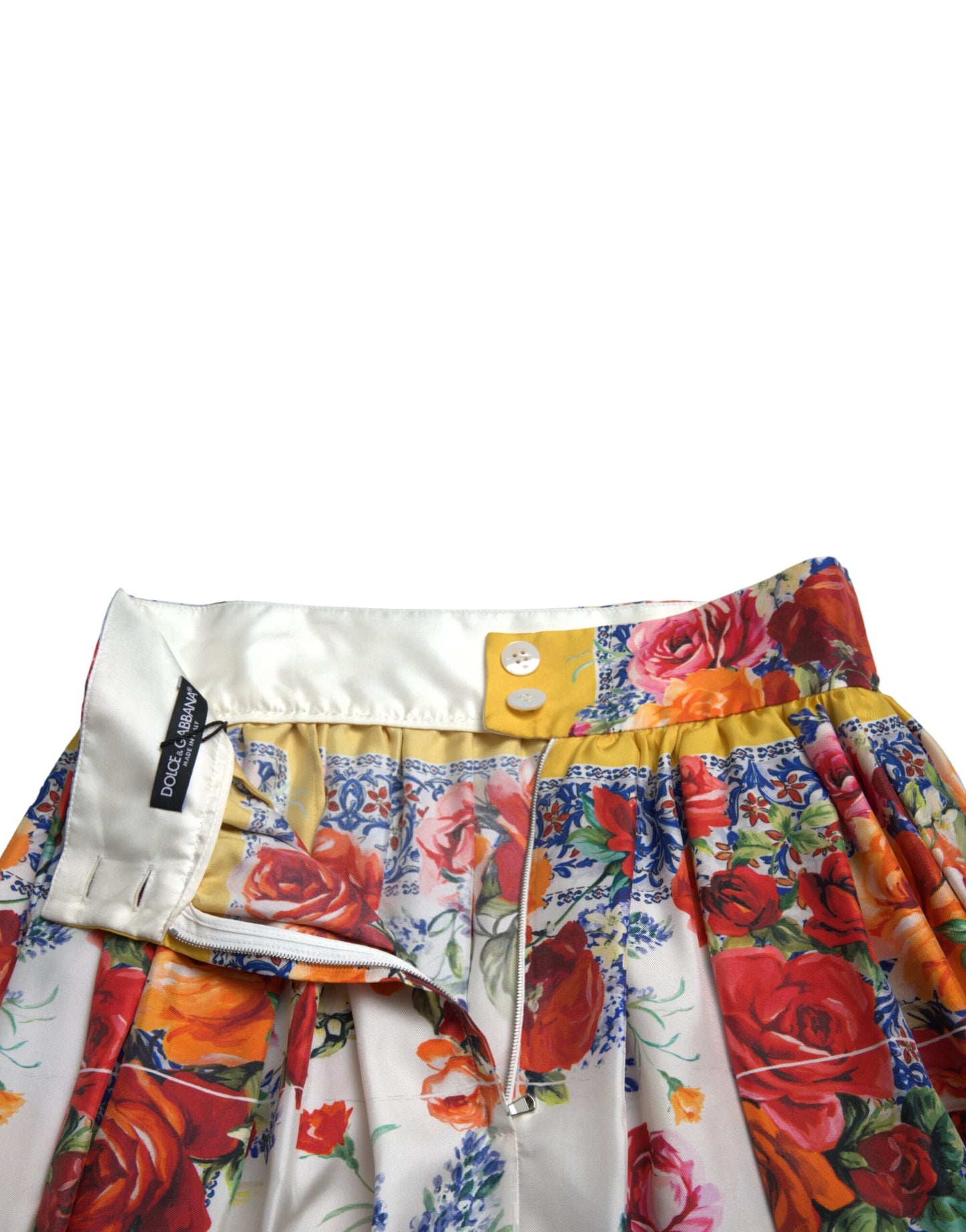 Dolce & Gabbana Majolica Pleated Silk Midi Skirt