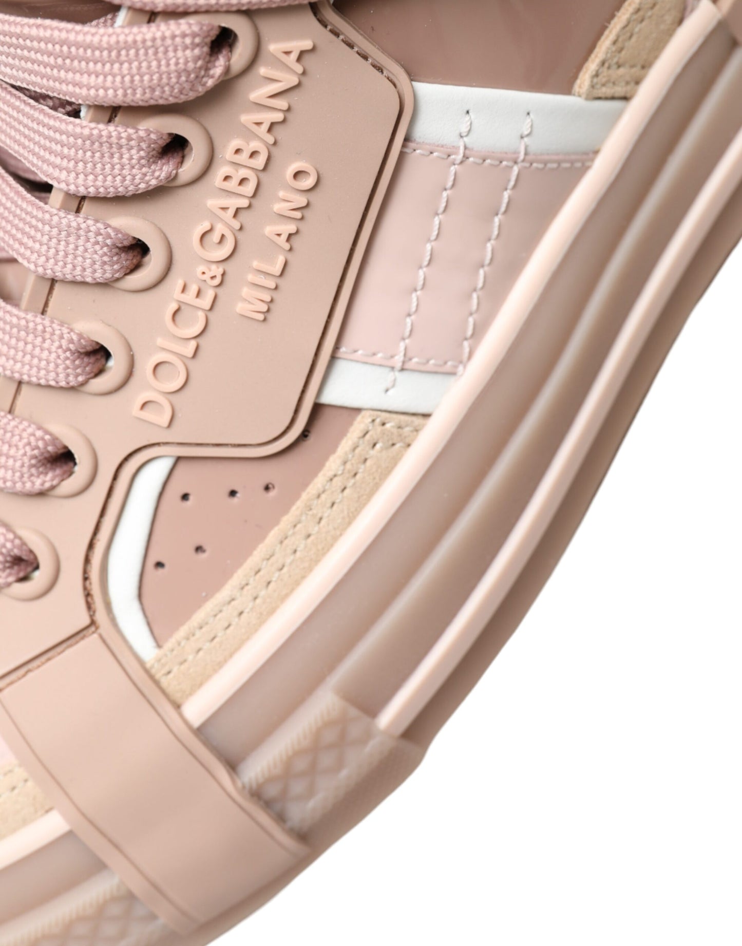 Dolce & Gabbana Elegant Nude Pink High-Top Sneakers