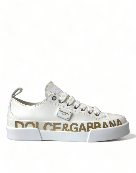 Dolce & Gabbana Elegant White Leather Portofino Sneakers