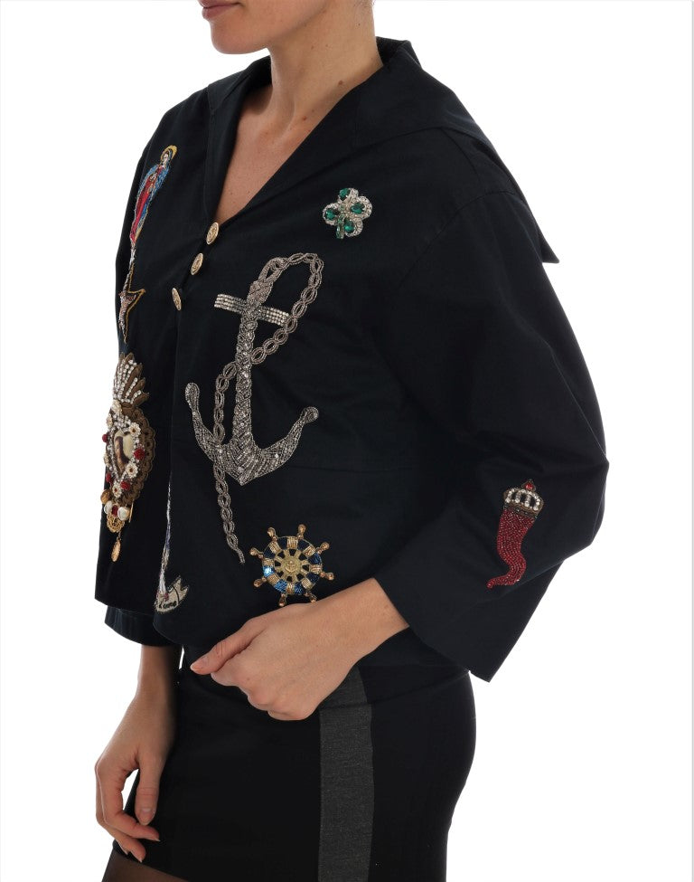 Dolce & Gabbana Enchanted Blue Crystal Embroidered Coat