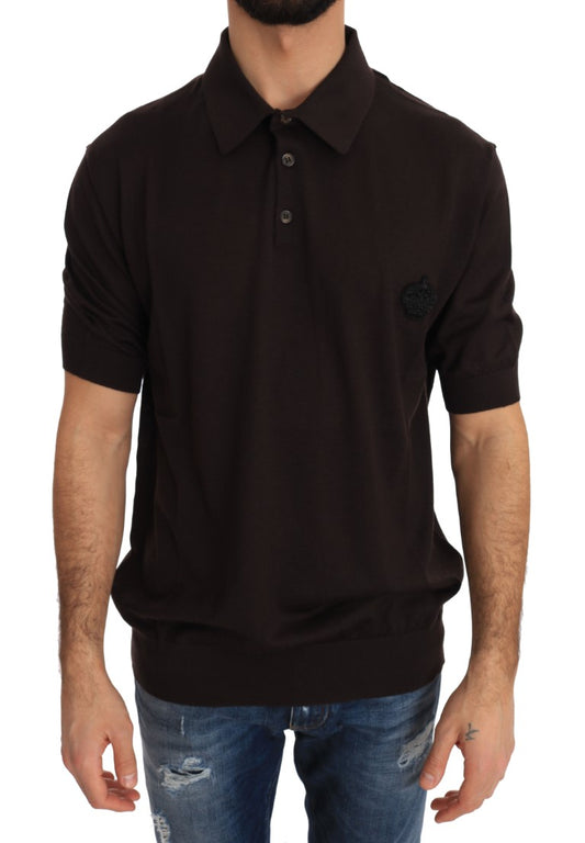 Dolce & Gabbana Royal Crown Embroidered Cashmere Polo T-Shirt