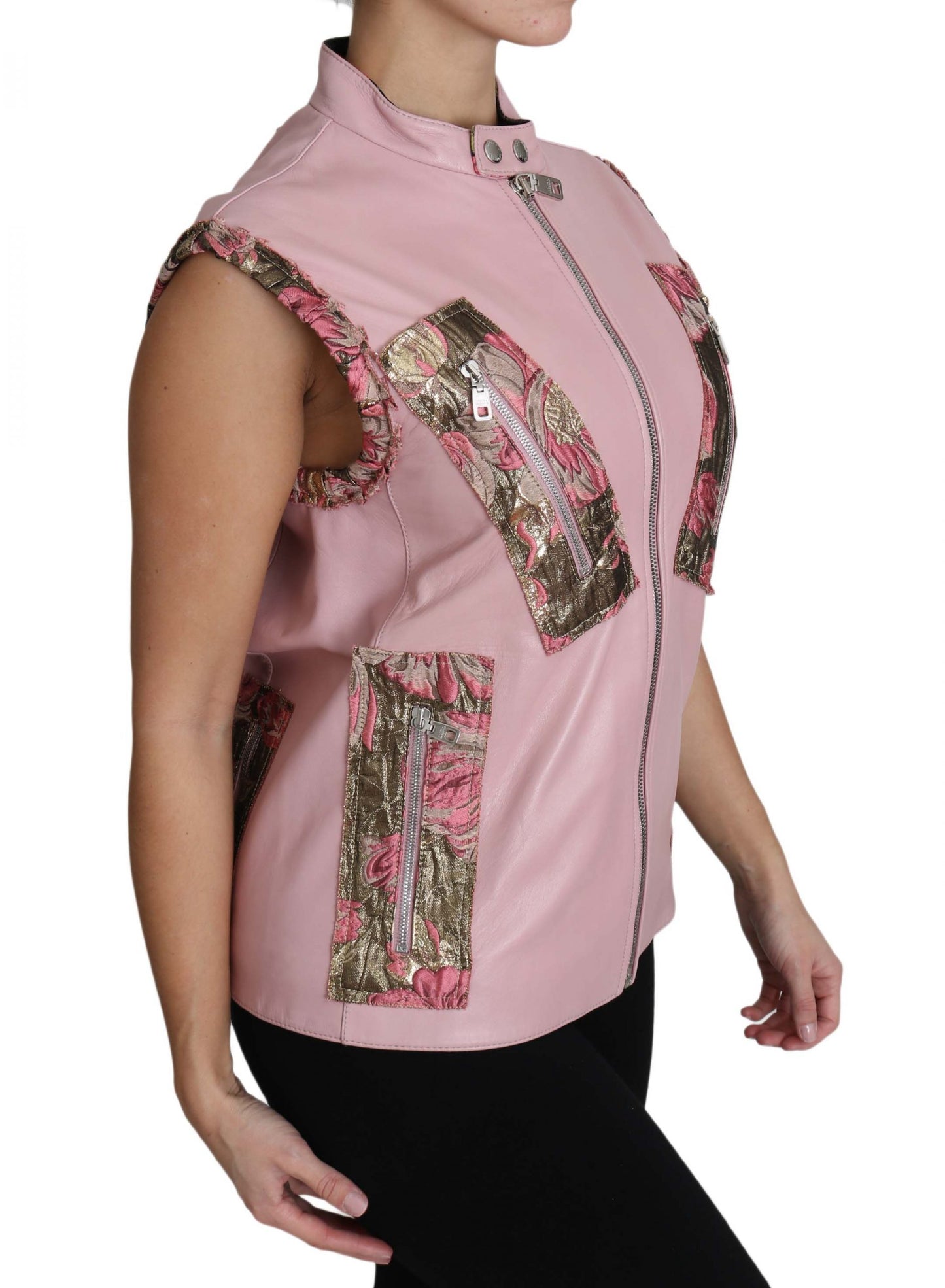 Dolce & Gabbana Stunning Pink Sleeveless Leather Vest