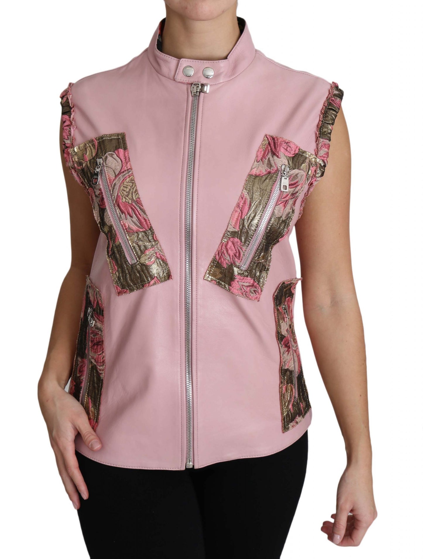 Dolce & Gabbana Stunning Pink Sleeveless Leather Vest