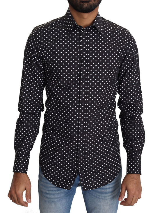Dolce & Gabbana Elegant Polka Dot Men's Long Sleeve Shirt