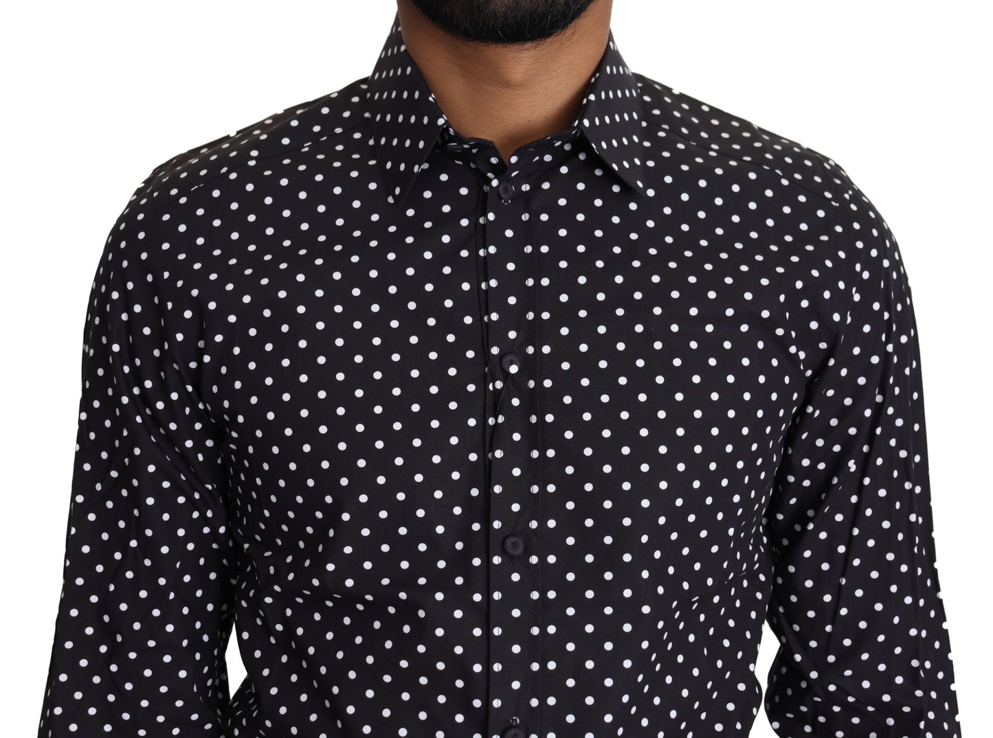 Dolce & Gabbana Elegant Polka Dot Men's Long Sleeve Shirt