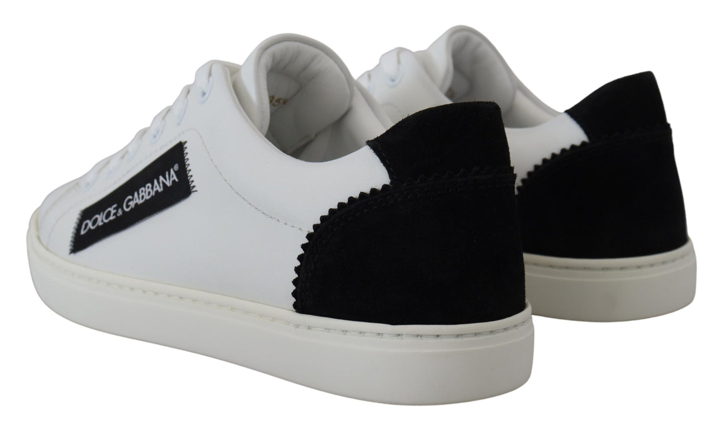 Dolce & Gabbana Elegant White Lace-Up Leather Sneakers