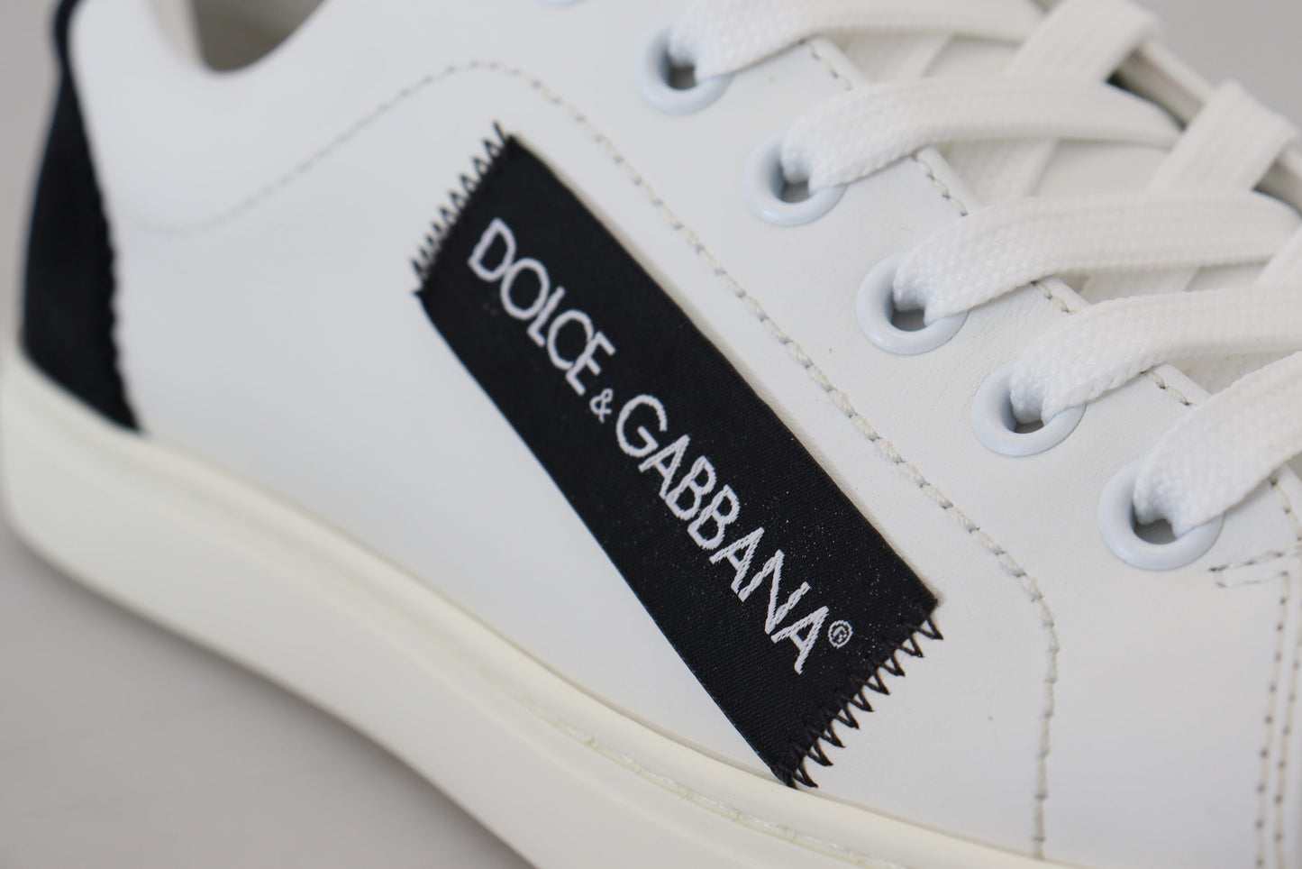 Dolce & Gabbana Elegant White Lace-Up Leather Sneakers