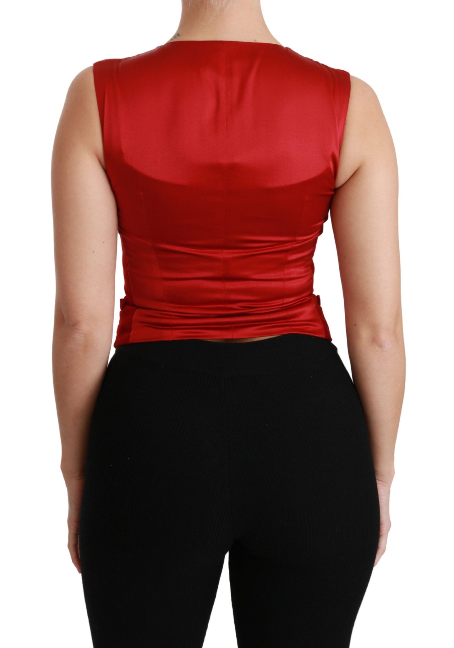 Dolce & Gabbana Elegant Red Sleeveless Silk Blend Vest
