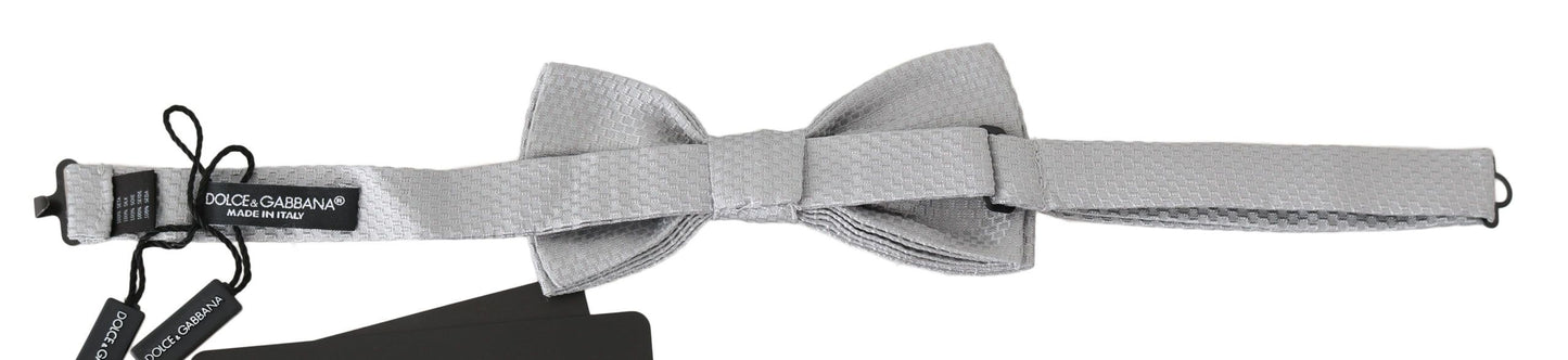 Dolce & Gabbana Elegant Silk Grey Paisley Bow Tie
