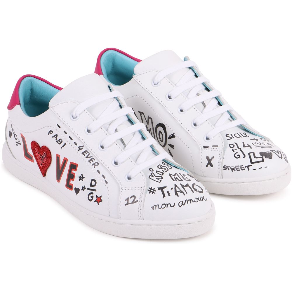 Dolce & Gabbana Chic White Calfskin Leather Sneakers