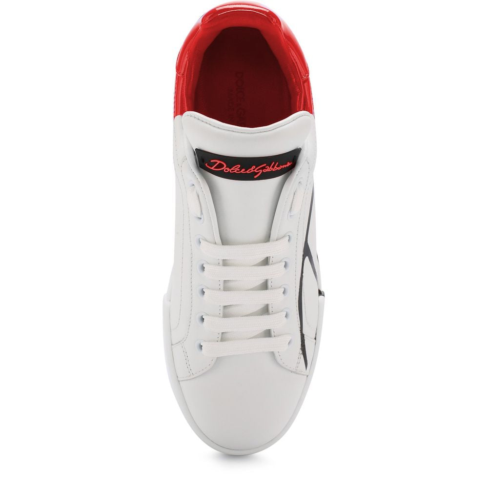 Dolce & Gabbana Chic Red Calfskin Leather Sneakers