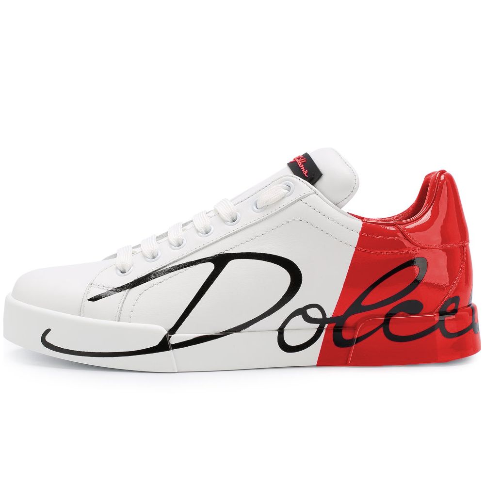 Dolce & Gabbana Chic Red Calfskin Leather Sneakers