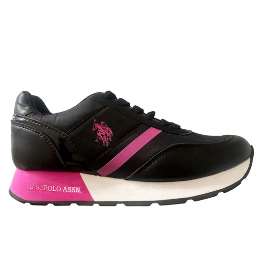 U.S. POLO ASSN. Chic Black Sneakers with Vibrant Fuchsia Accents