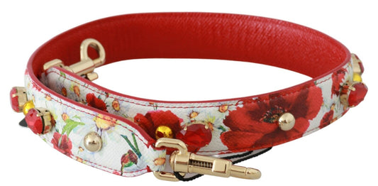 Dolce & Gabbana Floral Embellished Calfskin Shoulder Strap
